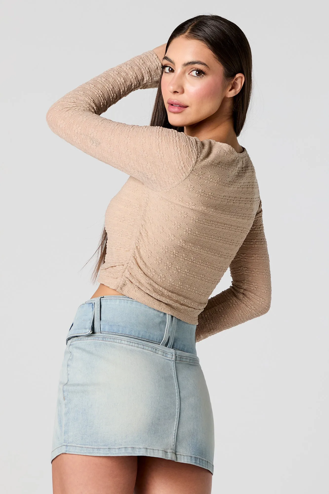 Floral Lace Long Sleeve Crop Top sold by Charlotte Russe product image thumbnail 2