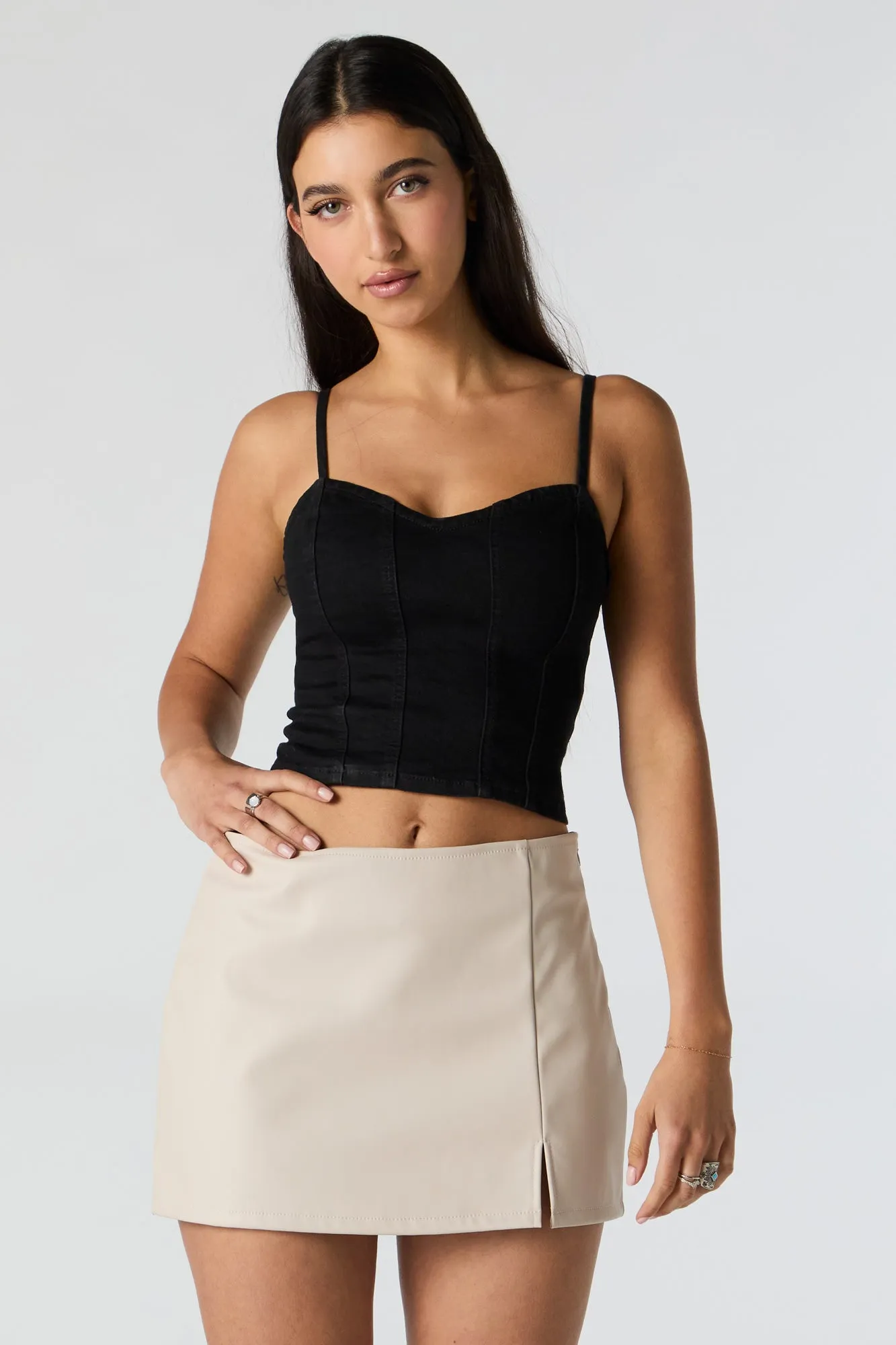 Faux-Leather Slit Mini Skort sold by Charlotte Russe product image thumbnail 2