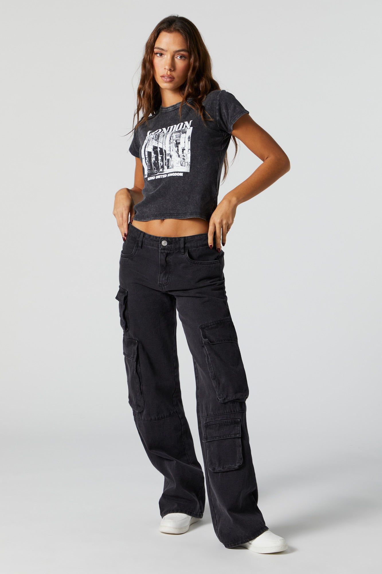 London UK Graphic Washed T-Shirt sold by Charlotte Russe product image thumbnail 3