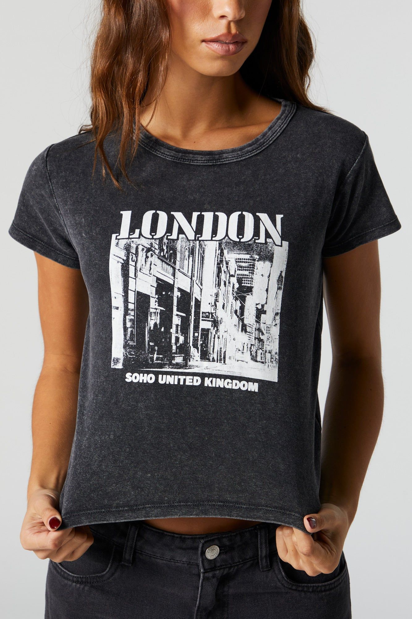 London UK Graphic Washed T-Shirt sold by Charlotte Russe product image thumbnail 2