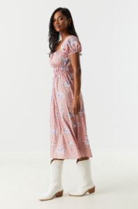 Pink Floral Milkmaid Midi Dress sold by Charlotte Russe