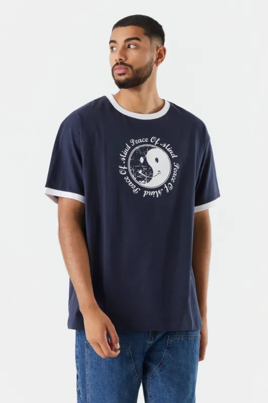 Contrast Hem Peace of Mind Graphic T-Shirt sold by Charlotte Russe