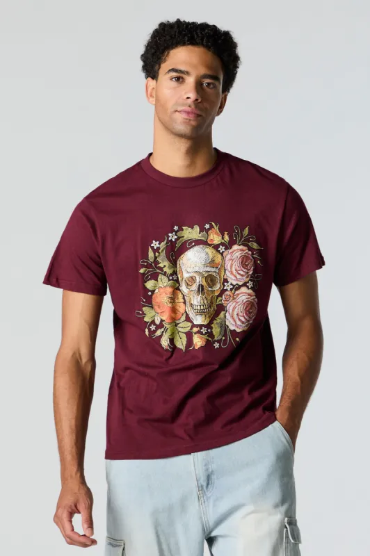 Skull and Roses Graphic T-Shirt sold by Charlotte Russe