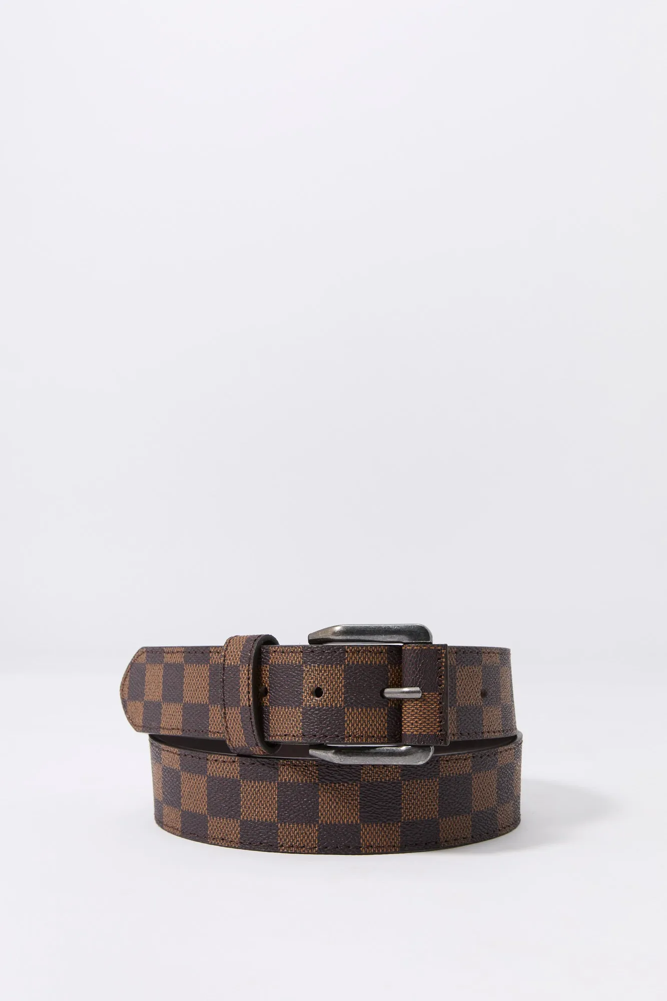 Brown Checkered Buckle Belt sold by Charlotte Russe