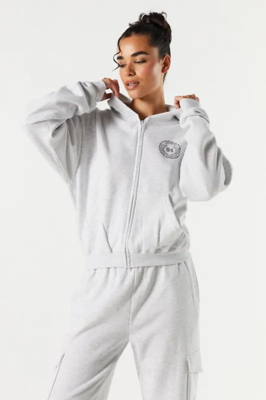 84 Fleece Zip-Up Hoodie sold by Charlotte Russe