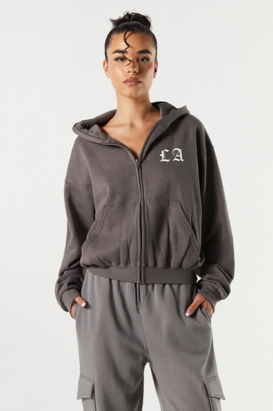 LA Graphic Fleece Zip-Up Hoodie made by Stitches