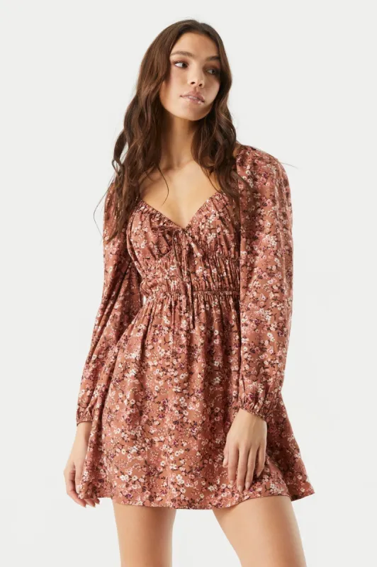 Floral Long Sleeve Milkmaid Dress sold by Charlotte Russe