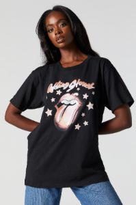 Rolling Stones Graphic Boyfriend T-Shirt sold by Charlotte Russe