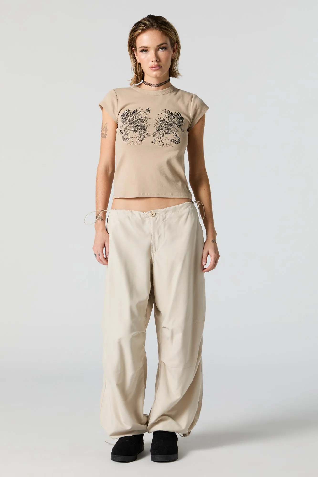 Twin Dragon Graphic Fitted T-Shirt sold by Charlotte Russe product image thumbnail 3