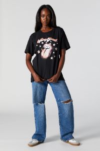 Rolling Stones Graphic Boyfriend T-Shirt sold by Charlotte Russe