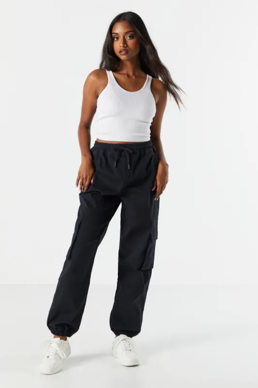 Twill Drawstring Cargo Jogger sold by Charlotte Russe