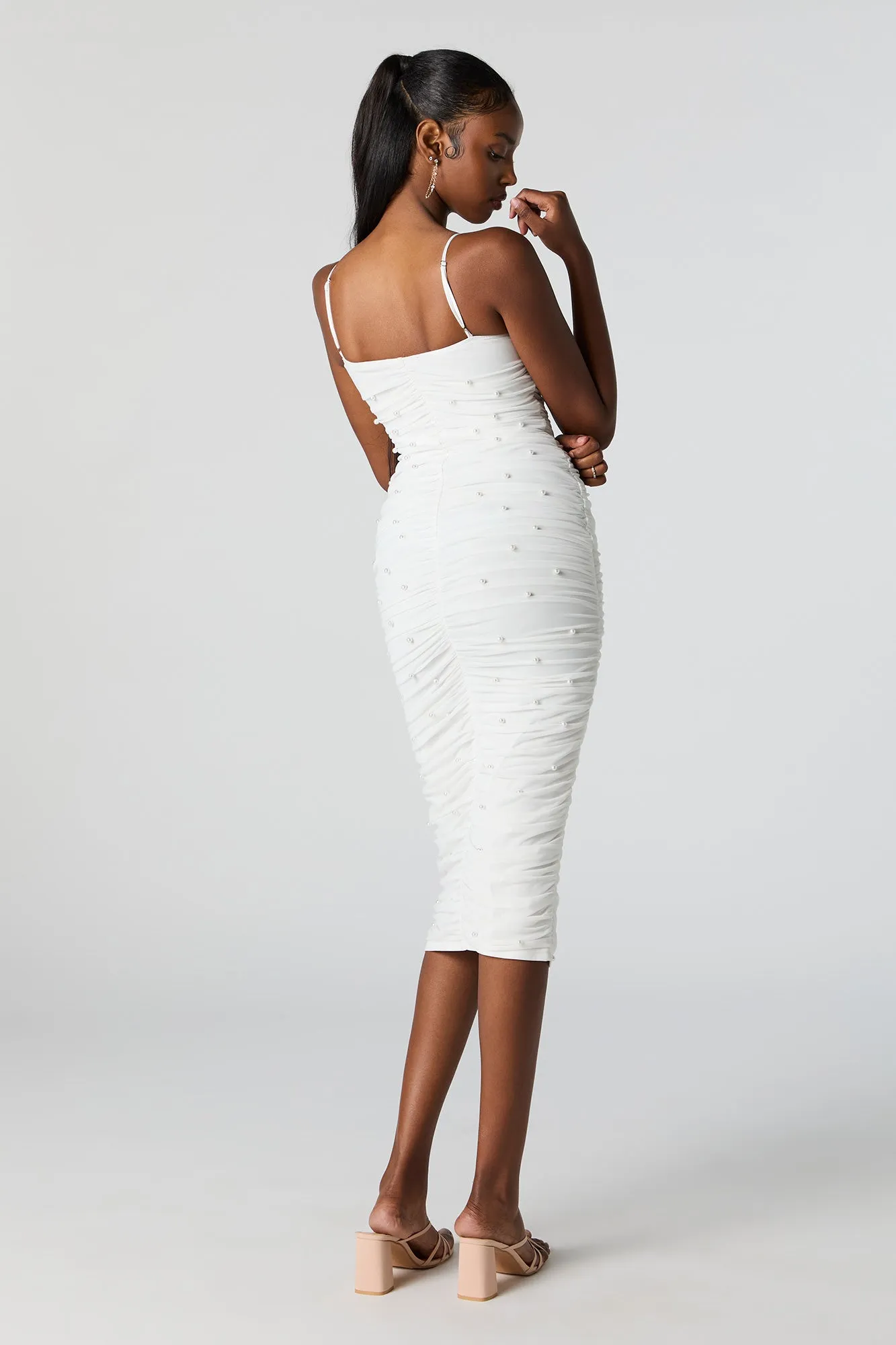 Pearl Ruched Bustier Midi Dress sold by Charlotte Russe product image thumbnail 4