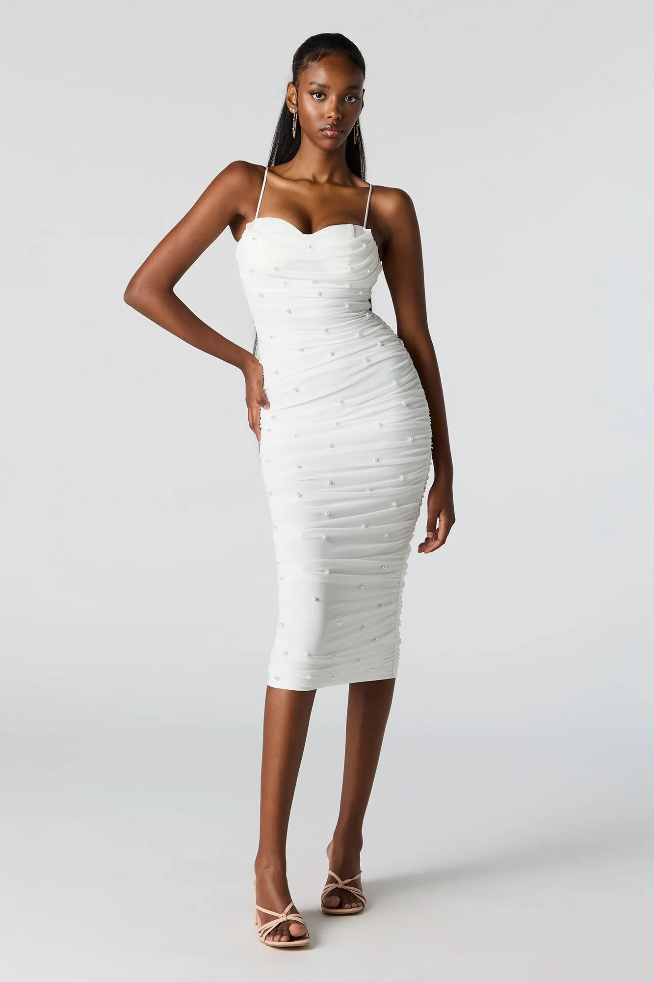 Pearl Ruched Bustier Midi Dress sold by Charlotte Russe product image thumbnail 2