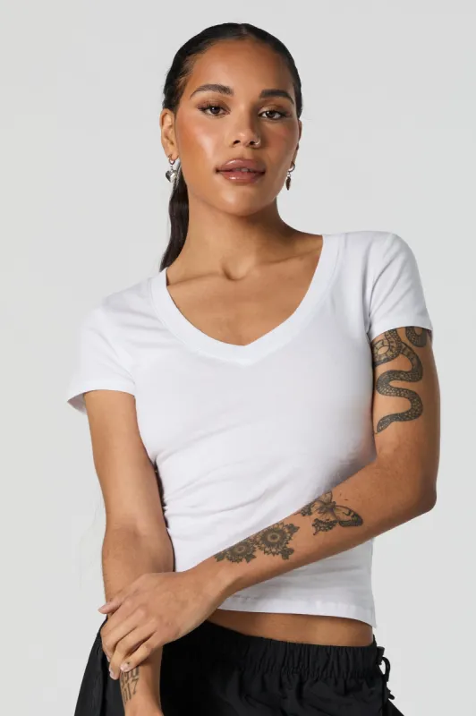 V-Neck Crop T-Shirt sold by Charlotte Russe