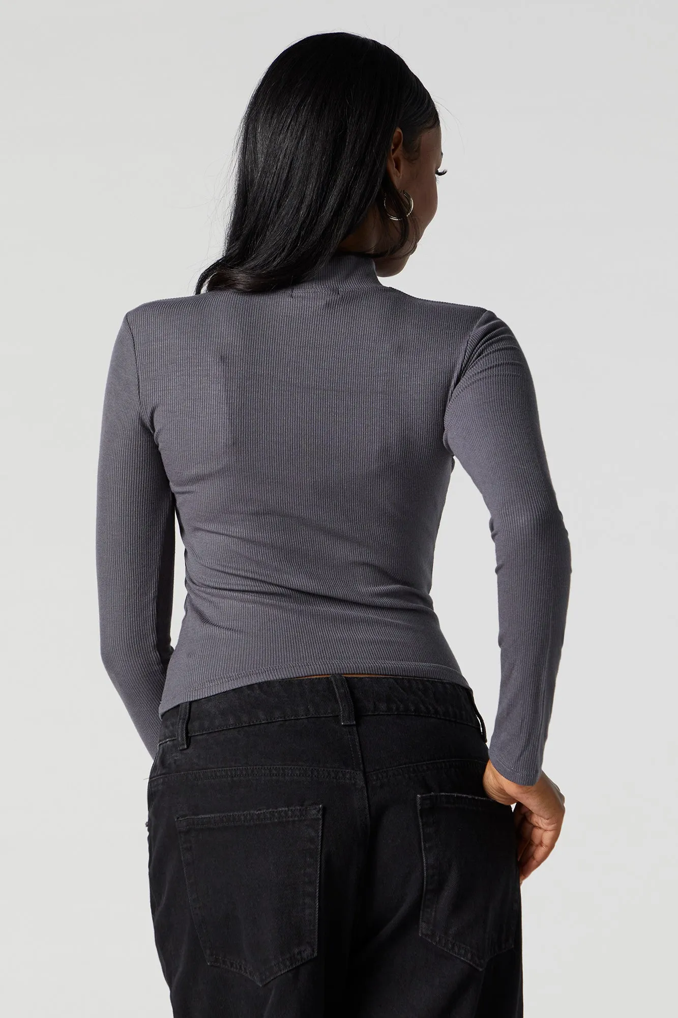 Ribbed Mock Neck Long Sleeve Top sold by Charlotte Russe product image thumbnail 5