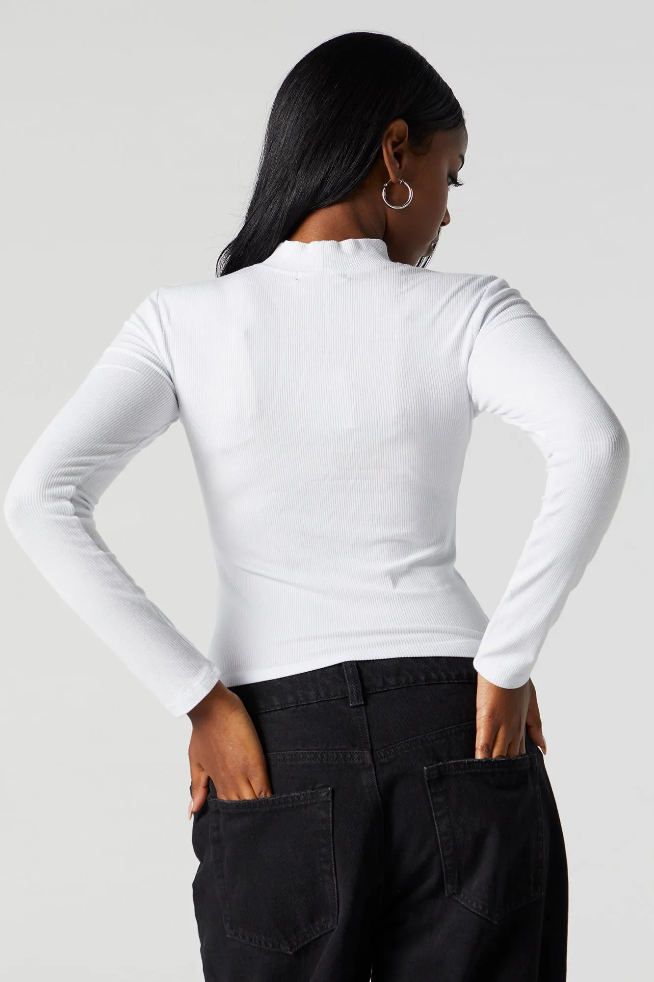 Ribbed Mock Neck Long Sleeve Top sold by Charlotte Russe product image thumbnail 2