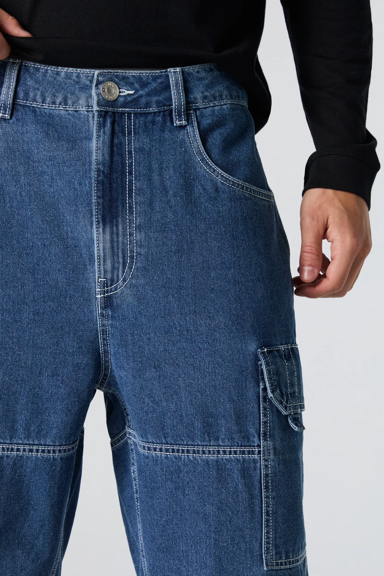 Rigid Longline Denim Cargo Short sold by Charlotte Russe product image thumbnail 4