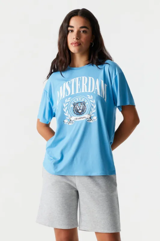 Amsterdam Graphic Boyfriend T-Shirt sold by Charlotte Russe