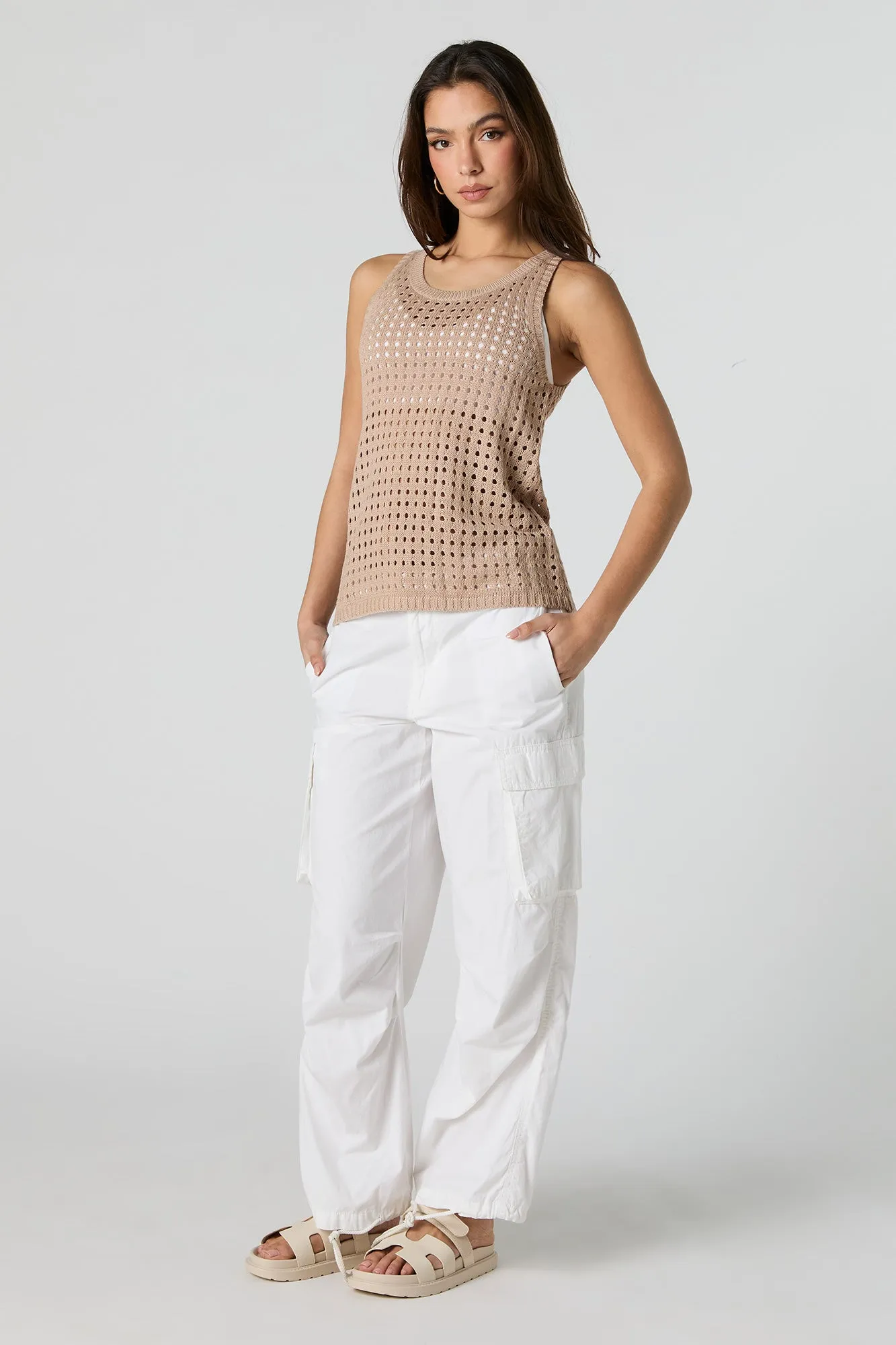 Open Knit Crew Neck Tank sold by Charlotte Russe product image thumbnail 3