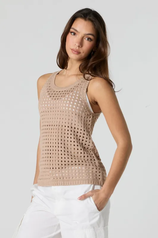 Open Knit Crew Neck Tank sold by Charlotte Russe