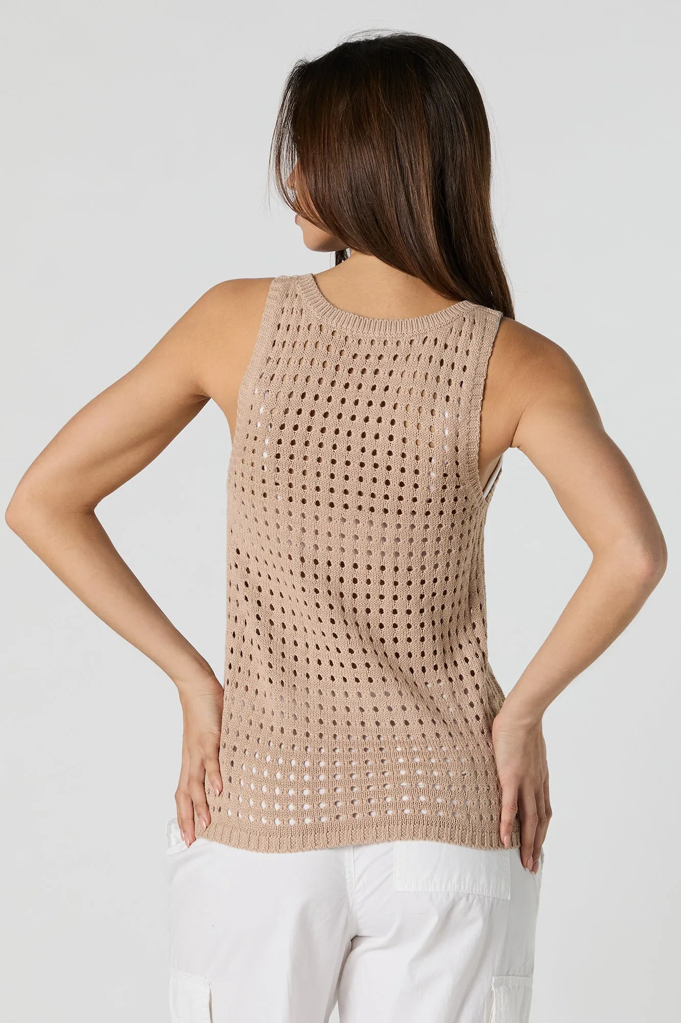 Open Knit Crew Neck Tank sold by Charlotte Russe product image thumbnail 2