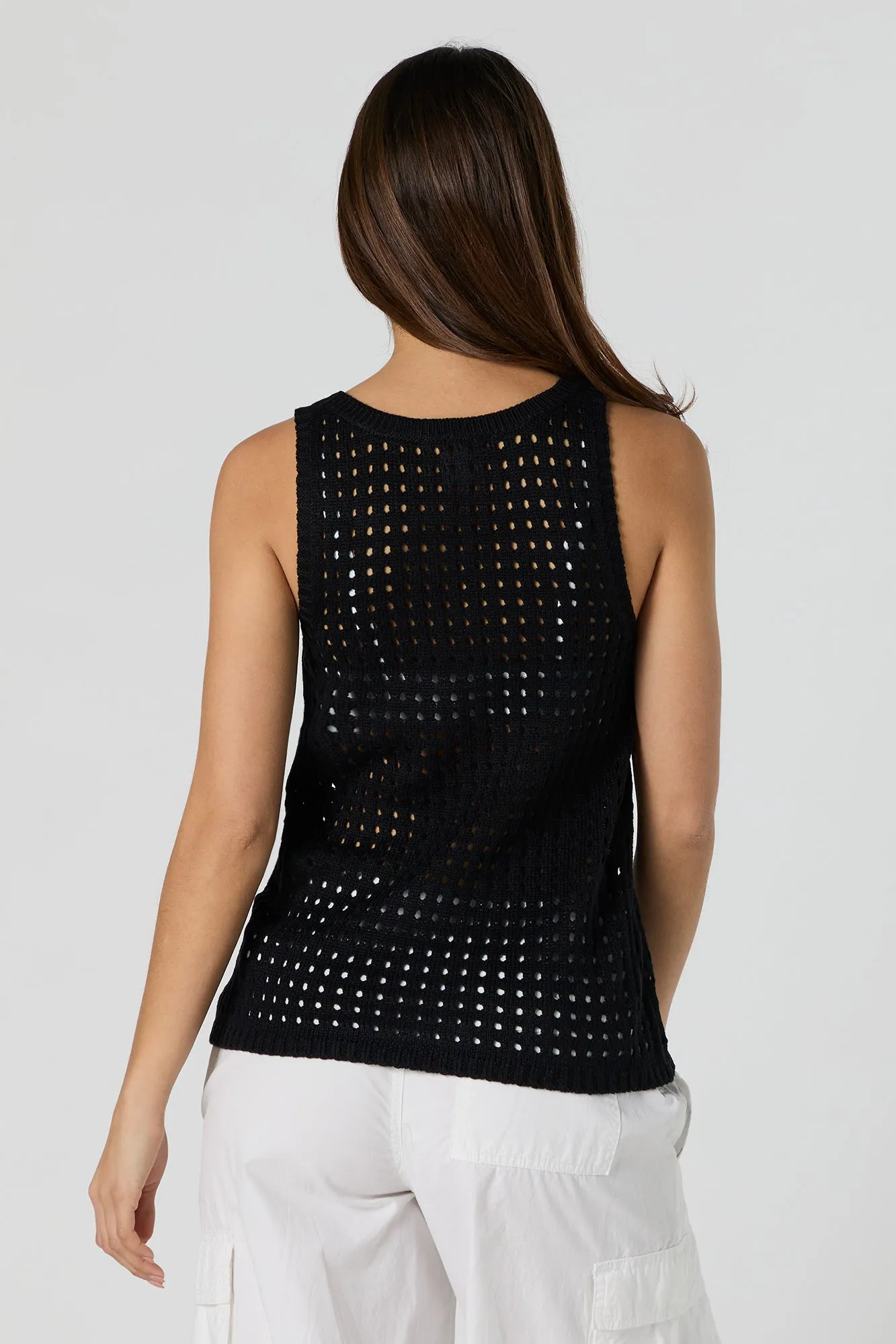 Open Knit Crew Neck Tank sold by Charlotte Russe product image thumbnail 5