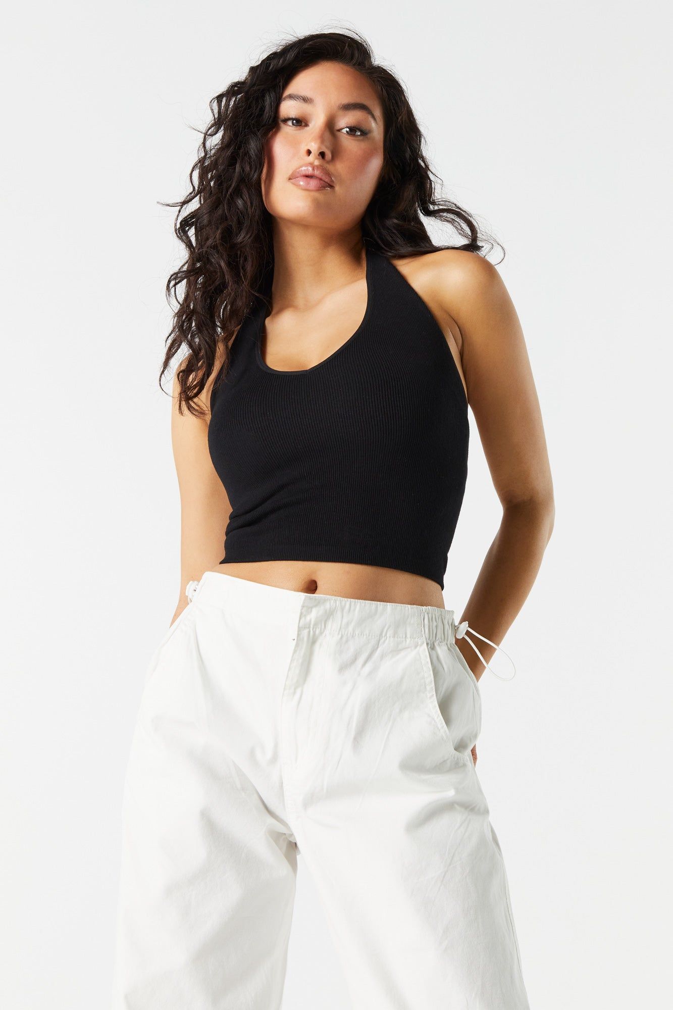 Seamless Ribbed Halter Crop Top sold by Charlotte Russe product image thumbnail 7