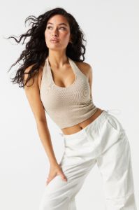 Seamless Ribbed Halter Crop Top sold by Charlotte Russe
