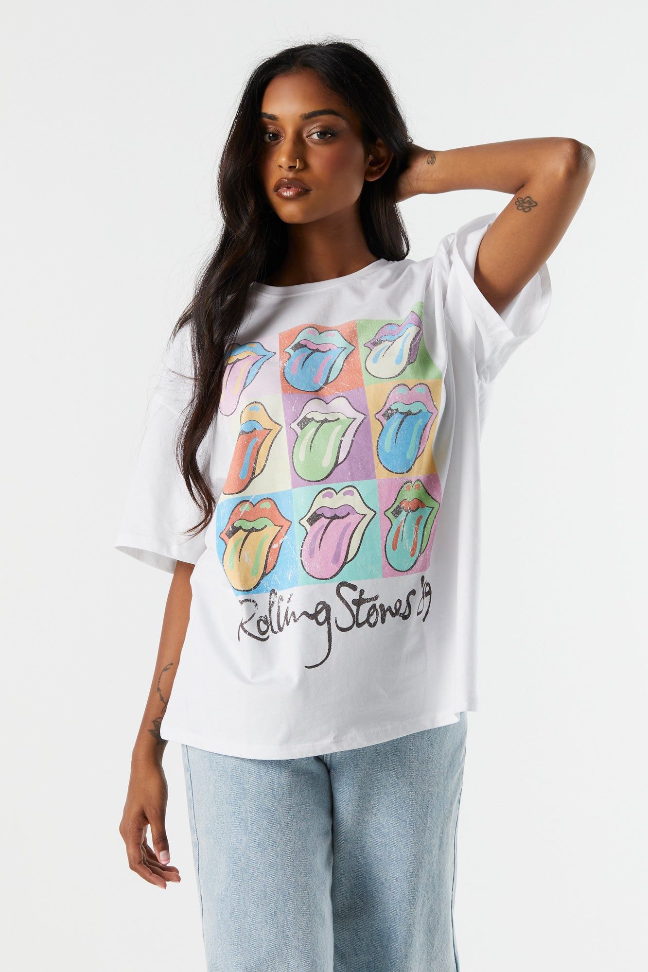 Rolling Stones Graphic Boyfriend T-Shirt sold by Charlotte Russe