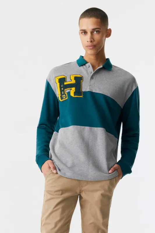 H Graphic Collared Rugby Top sold by Charlotte Russe