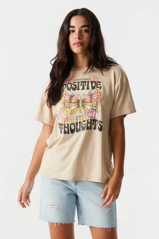 Positive Thoughts Graphic Boyfriend T-Shirt sold by Charlotte Russe