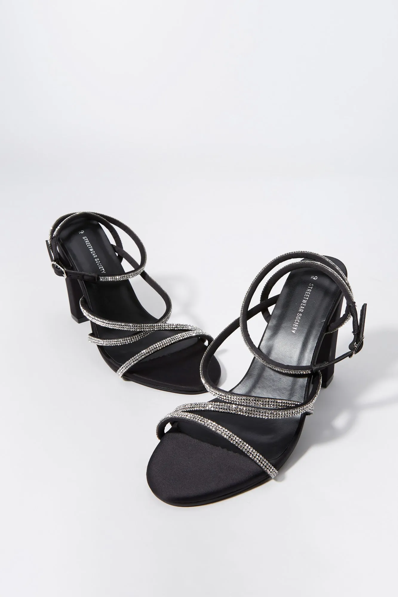 Black Rhinestone Strappy High Heel sold by Charlotte Russe product image thumbnail 4