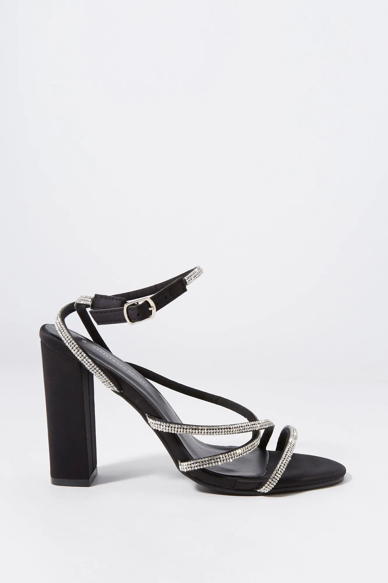 Black Rhinestone Strappy High Heel sold by Charlotte Russe