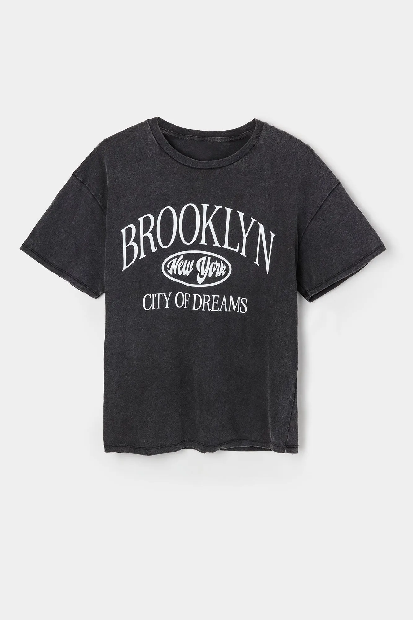 Brooklyn City of Dreams Graphic Washed Boyfriend T-Shirt sold by Charlotte Russe product image thumbnail 4