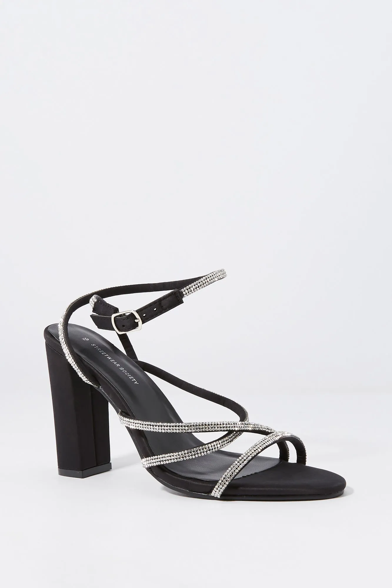 Black Rhinestone Strappy High Heel sold by Charlotte Russe product image thumbnail 2