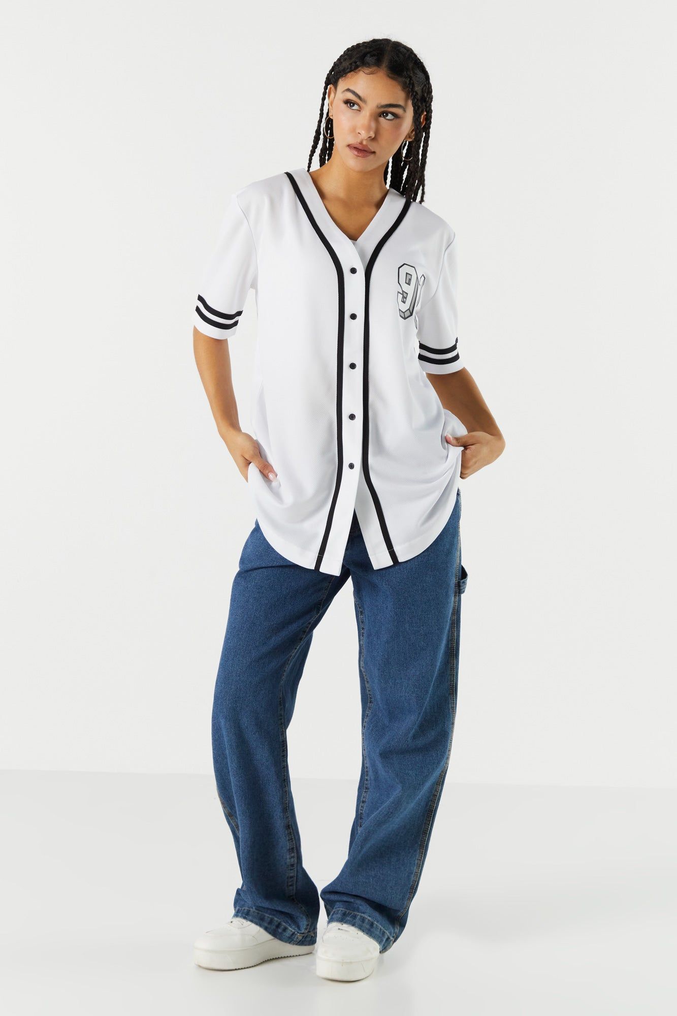 91 Graphic Baseball Jersey sold by Charlotte Russe product image thumbnail 3