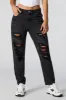 Distressed High Rise Black Wash Mom Jean sold by Charlotte Russe