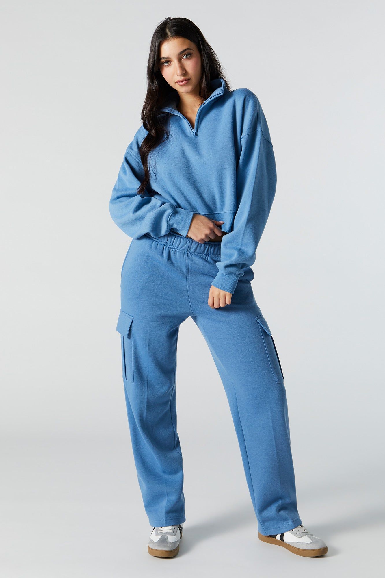 Fleece Quarter Zip Sweatshirt sold by Charlotte Russe product image thumbnail 3