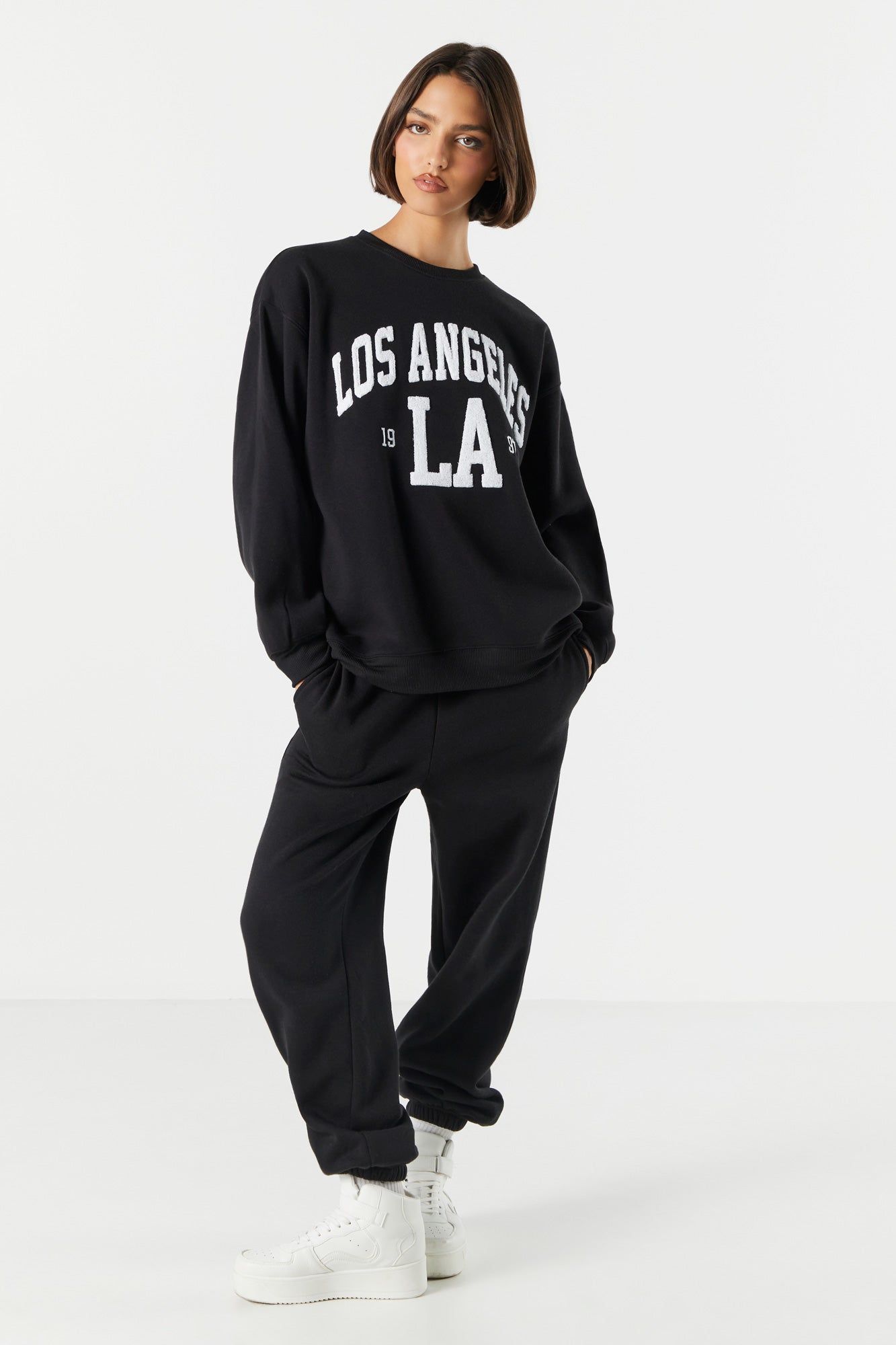 Fleece Los Angeles Graphic Sweatshirt sold by Charlotte Russe product image thumbnail 3