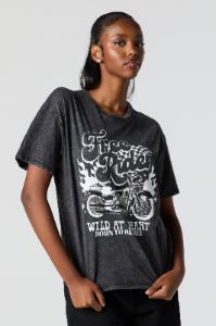Free Rides Graphic Washed Boyfriend T-Shirt sold by Charlotte Russe