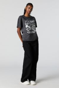 Free Rides Graphic Washed Boyfriend T-Shirt sold by Charlotte Russe