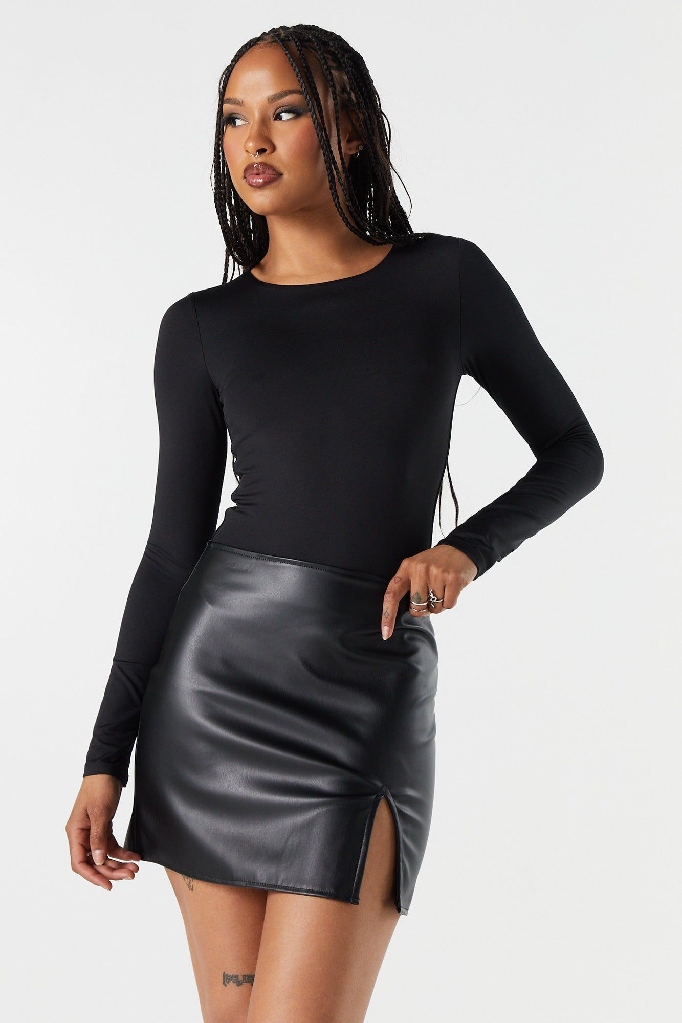 Contour Crewneck Long Sleeve Bodysuit sold by Charlotte Russe product image thumbnail 2