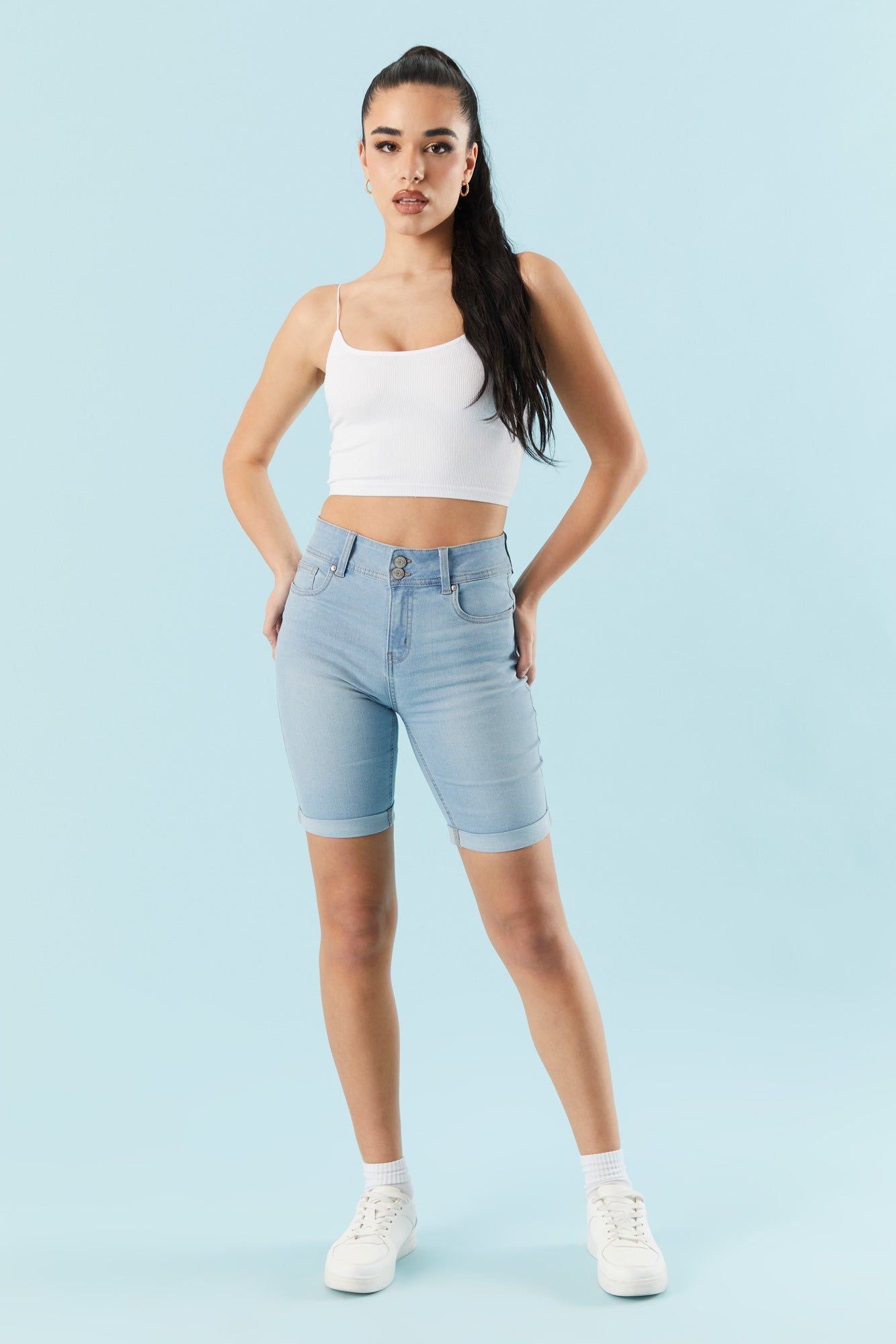 Light Wash Bermuda Denim Short sold by Charlotte Russe product image thumbnail 3