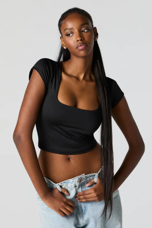Contour Square Neck Cropped T-Shirt sold by Charlotte Russe