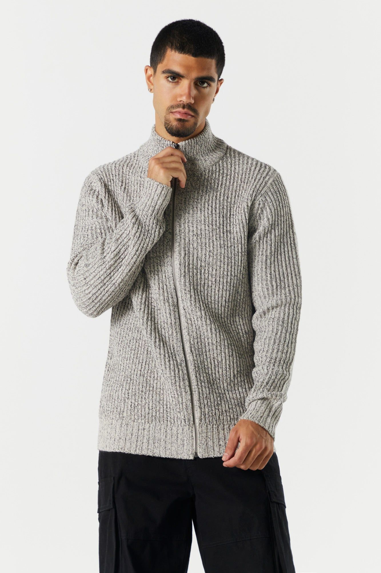 Knit Zip-Up Sweater sold by Charlotte Russe