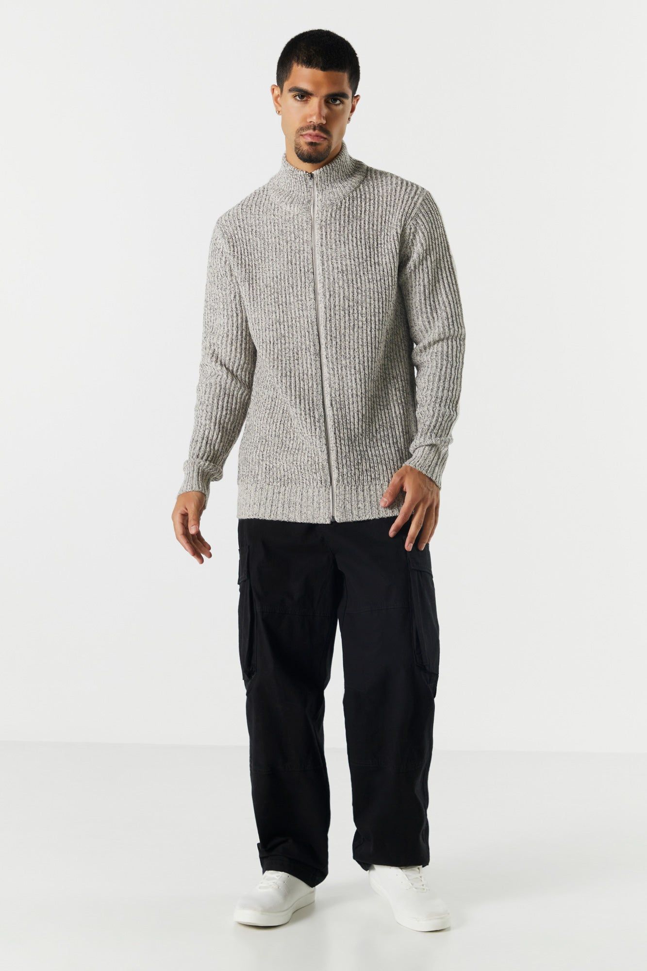 Knit Zip-Up Sweater sold by Charlotte Russe product image thumbnail 3