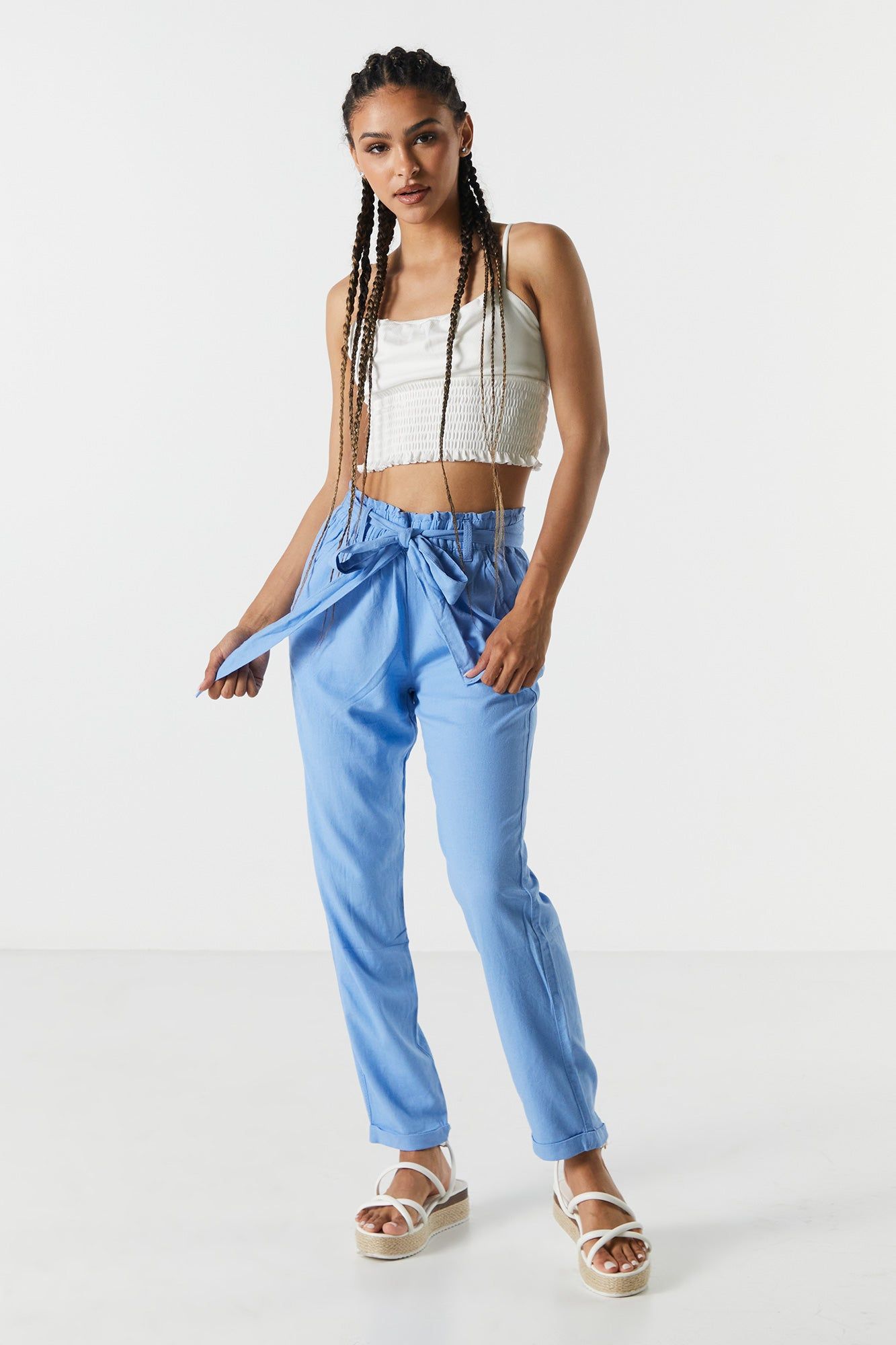 Linen Belted Paperbag Pant sold by Charlotte Russe product image thumbnail 2