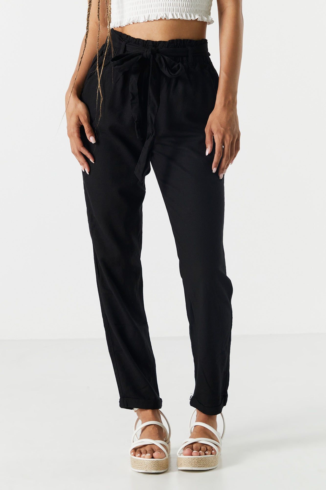 Linen Belted Paperbag Pant sold by Charlotte Russe product image thumbnail 9
