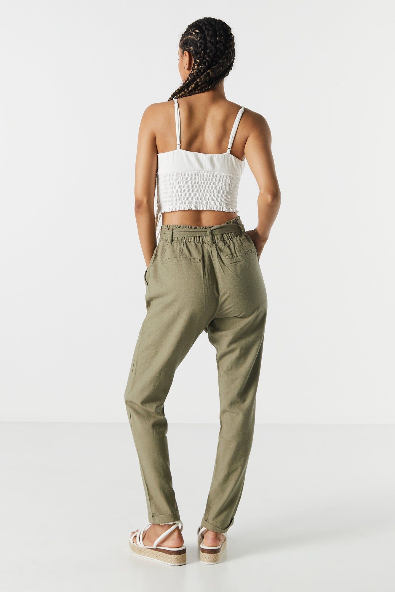 Linen Belted Paperbag Pant sold by Charlotte Russe product image thumbnail 7