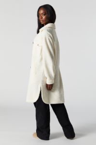 Longline Sherpa Shacket sold by Charlotte Russe